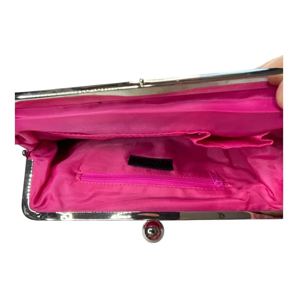Candies Vintage Soft Leather Black Ruffle Clutch Bag Formal